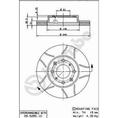 BREMBO brzdový kotúč 09.5285.75, súprava 2 ks