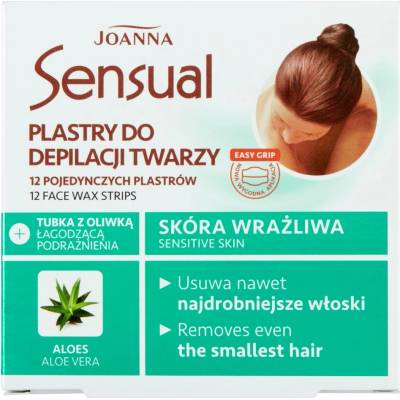 Joanna Sensual Aloe Vera depilační náplasti na obličej 12 ks a jemný olej 10 ml