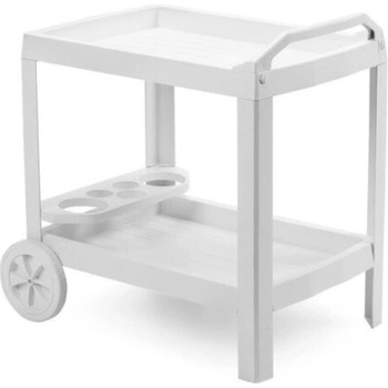 ProGarden Prograden Plastový záhradný pojazdný odkladací servírovací stolík Astro 53x74x73 cm biely