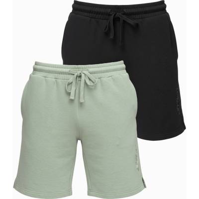 Ombre Clothing Комплект две мъжки спортни шорти от френски плюш regular fit - черно/светло зелено V1 Z125 Ombre Clothing Ombre Clothing | Cheren | МЪЖЕ | S