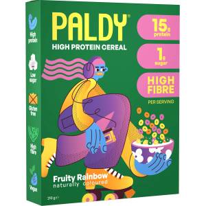 Paldy Зърнени закуски Paldy с високо съдържание на протеини, плодова дъга, 210 г