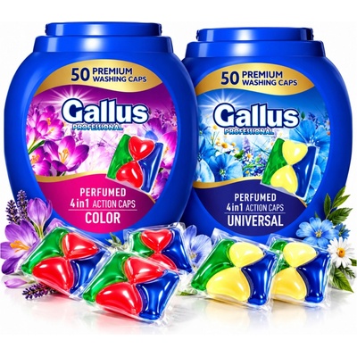 Gallus parfémované kapsle na praní 4v1 barva + univerzální 2 x 50 PD
