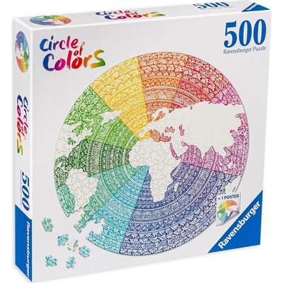 Ravensburger Кръгъл пъзел Ravensburger от 500 части - Мандала (17168)