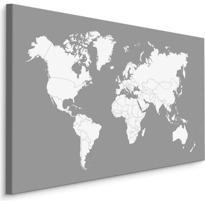 MyBestHome BOX Plátno Mapa Světa Na Šedém Pozadí Varianta: 100x70