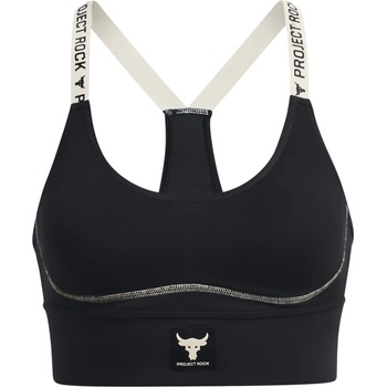 Under Armour Pjt Rock Infty Mid Bra Medium Impact Sports Womens - Black/Ivory