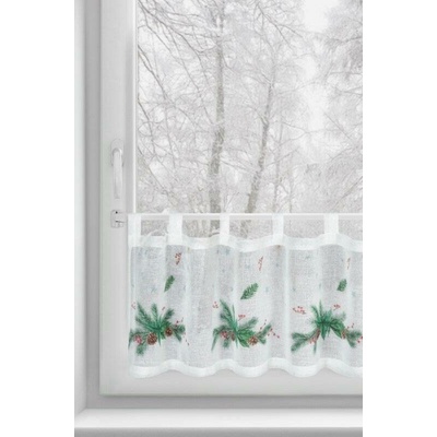 Takoy Vitrážová záclona 150x30 cm bílá s potiskem jehličí-HF-473442 | 150 x 30 cm
