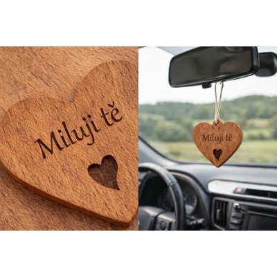 WOODRIVE SRDCE „Miluji tě“ Malina 2ks