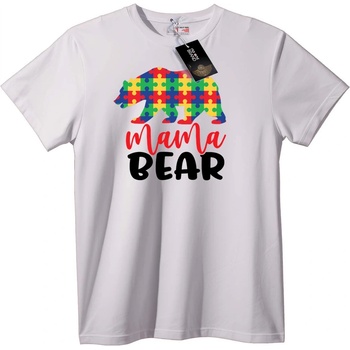 NOONEBRAND Тениска Мама Мечка Пъзел - M, White