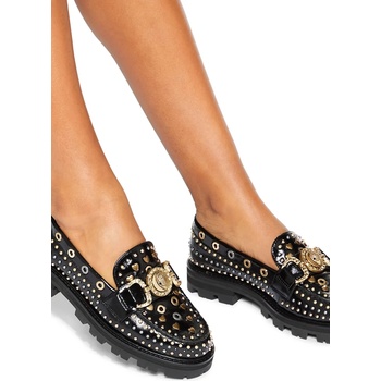 Kurt Geiger London Кожени мокасини Kurt Geiger London Mansion Stud Loafer в черно с равна подметка 4737405309 (4737405309.BLKCOMB)