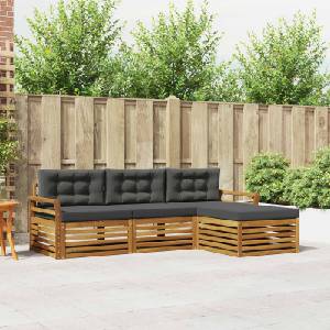 vidaXL Комплект дивани за открито 4 бр. Натурален и Антрацит (3373262)