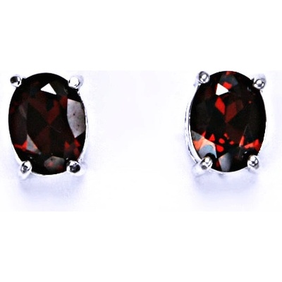 Čištín Zlaté náušnice, přírodní granát 8x6 mm, bílé i žluté zlato - NŠ 1245