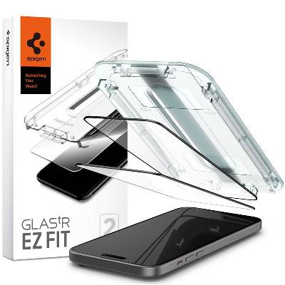 Glas. tR EZ Fit Full Cover Tempered Glass 2 Pack - 2 броя стъклени защитни покрития за дисплея на iPhone 15 Plus (черен-прозрачен)