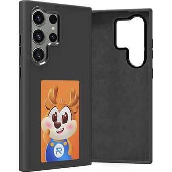 Techsuit SmartScreen NFC Hybrid Case - иновативен хибриден удароустойчив кейс с вграден дисплей за Samsung Galaxy S24 Ultra (черен)