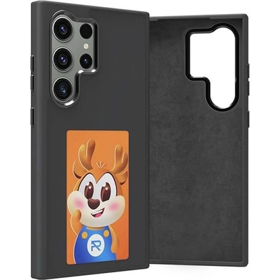 Techsuit SmartScreen NFC Hybrid Case - иновативен хибриден удароустойчив кейс с вграден дисплей за Samsung Galaxy S24 Ultra (черен)