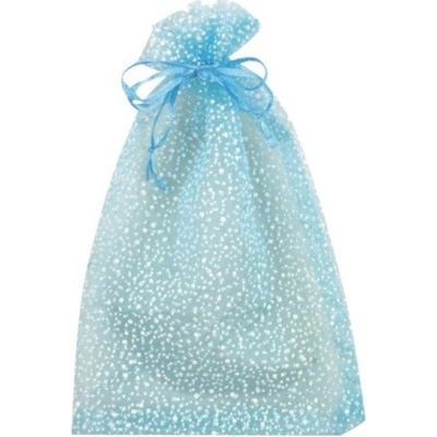 Anděl Dárkový sáček organza světle modrý se třpytkami 9 x 12 cm
