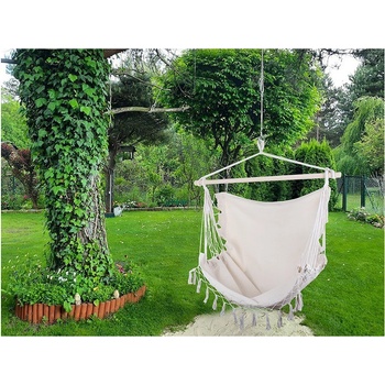 Verk 01432 Závesné hojdacie kreslo so strapcami - béžové