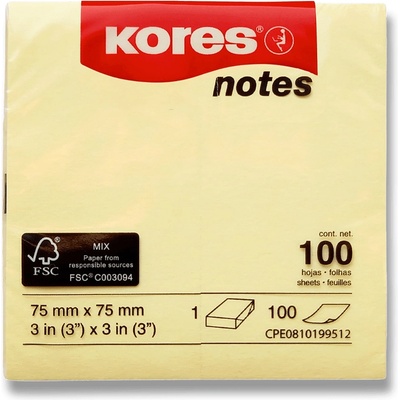 Kores samolepicí bloček 75 x 75 mm, 100 listů – Zboží Mobilmania