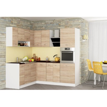 Голд - Аполо Модулна ъглова кухня Алис 21 бяло / дъб сонома