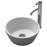 Inter Ceramic Мивка за баня Елис 38х38 см, полимермраморен камък, бял със сив мат (3837g)