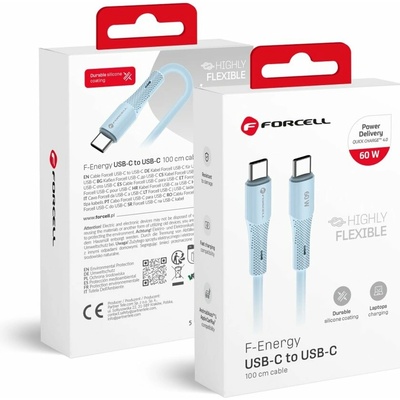 Forcell C344 Type C to Type C Qc4.0 Pd 3A 60W Silicone 1m modrý