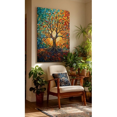 Obraz na plátně - Strom života Kaleidoskop přírody FeelHappy.cz Vyberte rozměr obrazu (šířka x výška): 100 x 150 cm