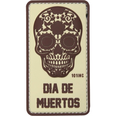 Gumená nášivka 101 Inc nápis Die de muertos - coyote