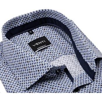 Venti Modern Fit košile s modrými čtverečky vnitřním límcem manžetou a légou