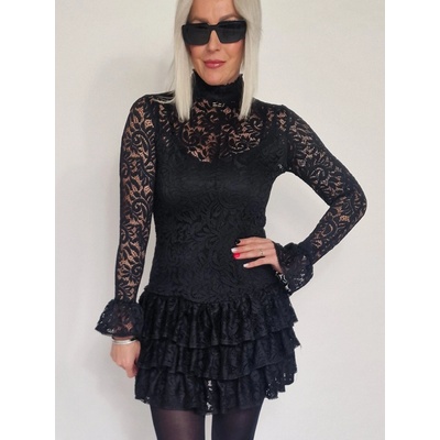 La Diva Mia Karin čipkované šaty čierna