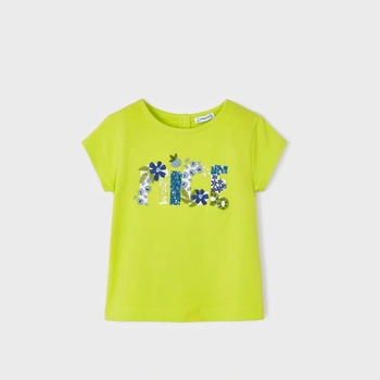 Image 1 of MAYORAL Тениска с къс ръкав с бродерия в цвят лайм за момиче Майорал