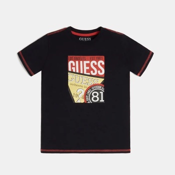 GUESS Тениска с къс ръкав в тъмно синьо с цветен принт за момче Guess