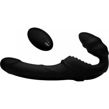 Strap U Pro Rider 9X Vibrating Silicone Strapless Strap On with Remote Control Black