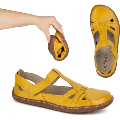 Dámske barefoot topánky na leto Olivier 1285 na suchý zips žlté