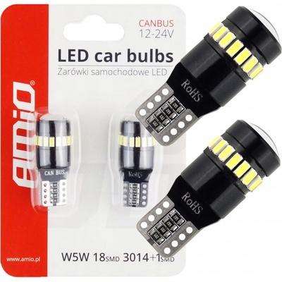 Žárovka LED CANBUS 18SMD 3014 + 1SMD T10 W5W White 12V/24V, 02446 – Zboží Dáma