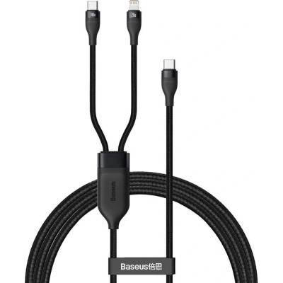 Baseus Flash Series 2in1 100W Fast Charging USB-C to Lightning and USB-C Cable (CA1T2-F01) - здрав USB-C кабел с бързо зареждане за устройства с Lightning и USB-C порт (120 см) (черен)
