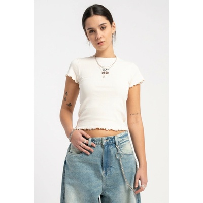 Reporter Young Crop Top s výšivkou Cherry krémová