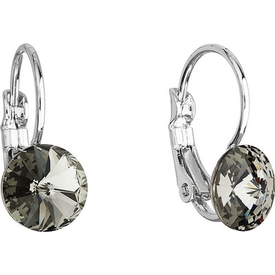Evolution Group náušnice bižutéria so Swarovski kryštálmi šedé okrúhle 51031.3