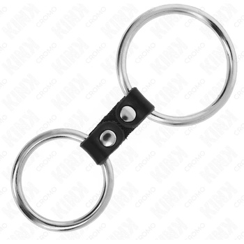 Двоен пенис пръстен с кожена връзка - Double Metal Penis Ring 1 (D-241289)