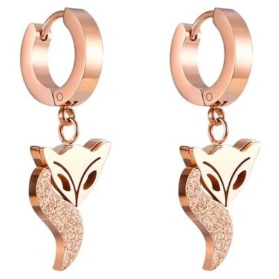 Impress Jewelry Visací náušnice z chirurgické oceli kroužky s přívěškem lišky 211026135017