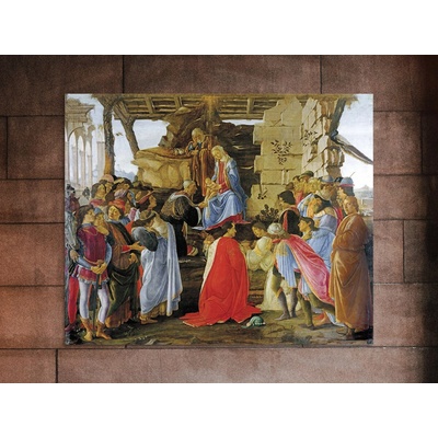 Klanění tří králů - Sandro Botticelli Varianta: 75×60 cm - na KAPA desce 5 mm (k zavěšení)