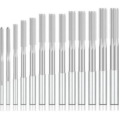 Sada strojních výstružníků, 15 ks – HSS, přímé drážky, 2–12 mm