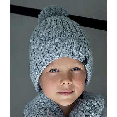 All for kids zimní čepice s bambulí světle šedá