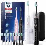 YTEATH PRO 2 pieces Electric Toothbrush Sonic Toothbrush for adults and children - Electric Toothbrush with 8 brush heads (2 types) and 5 modes. 90 days battery life, 2 minutes smart timer, travel case. - Y05U