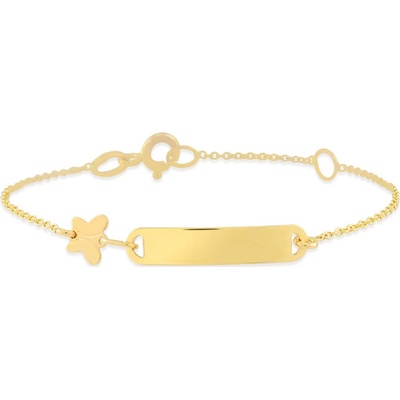 Lillian Vassago zlatý náramek s destičkou a motýlem LLV59-GB024