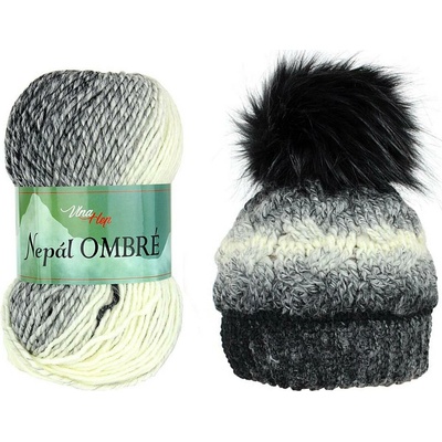 Pletací příze Nepál ombré 100 g Varianta: 8 (7409) šedá tmavá, Balení: 1 ks 53056/132042/273634