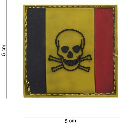 Gumová nášivka 101 Inc Belgium Skull and Bones - barevná