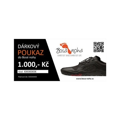 Dárkový poukaz do Bosé nohy v hodnotě 1000,- Kč