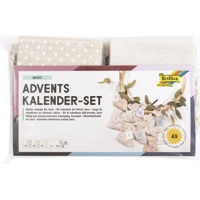 FOLIA FOLIA Adventný kalendár s vrecúškami textil "Nature" vianočné vzory