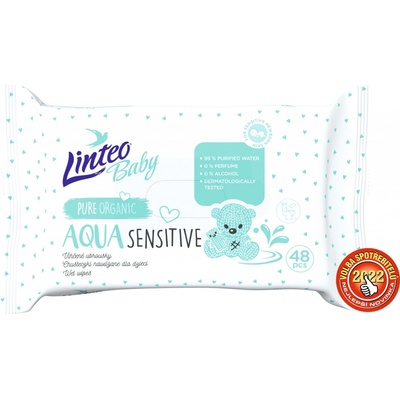 LINTEO BABY Vlhčené obrúsky Aqua sensitive 48 ks
