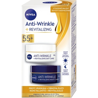 Nivea obnovujúci denný a nočný krém proti vráskam 55+ 2 x 50 ml darčeková sada