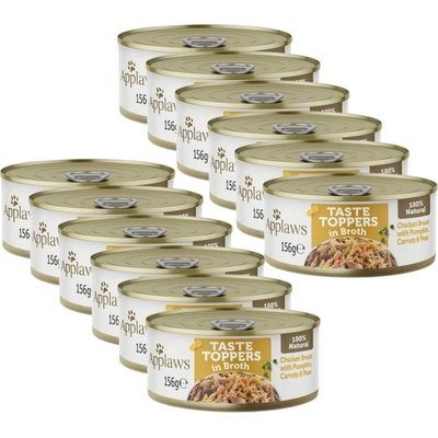 Applaws Taste Toppers Prírodné vlhké krmivo pre psov Kuracie mäso s tekvicou mrkvou a hráškom vo vývare 12 x 156 g